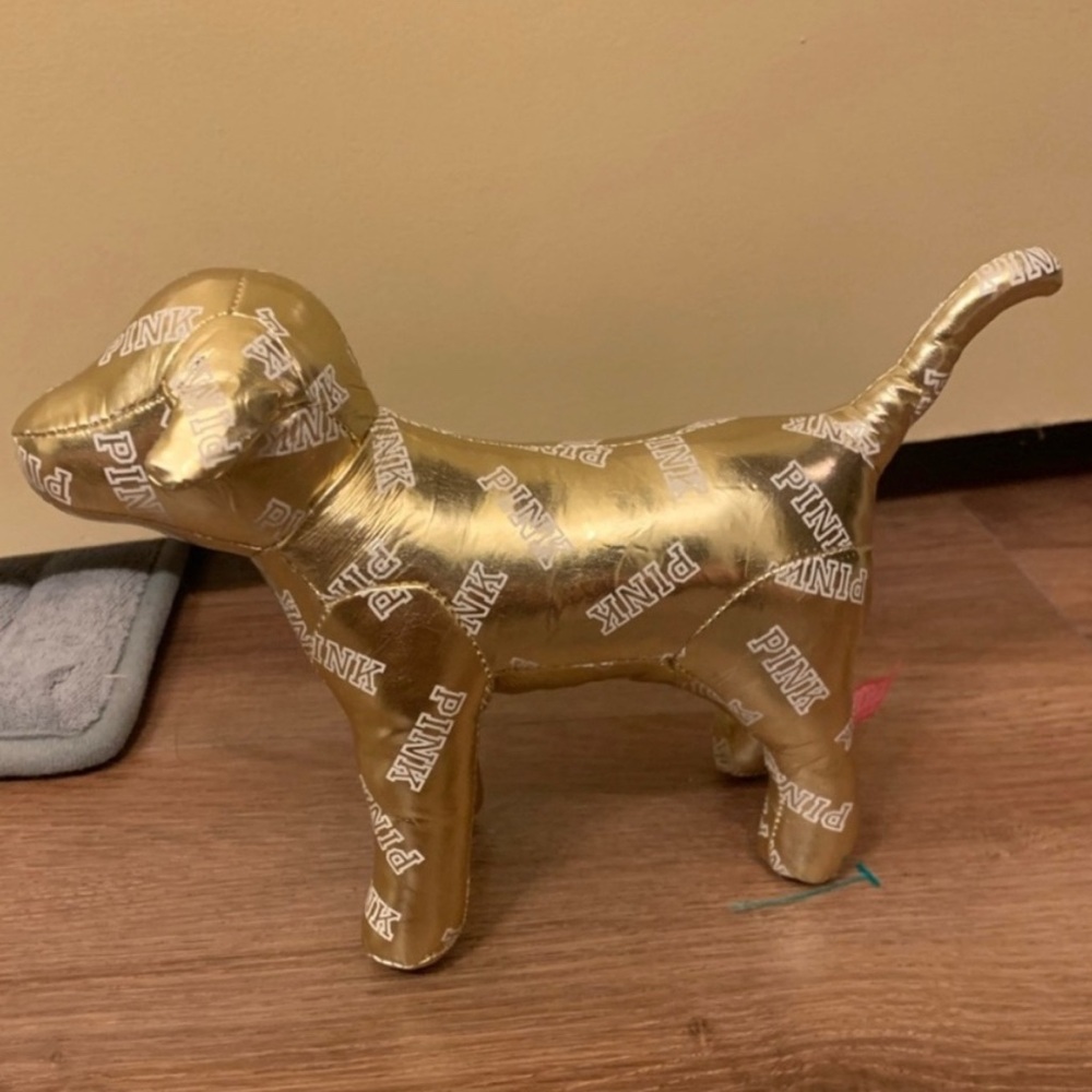 PINK Victoria's Secret Gold Decorative Dog Figurine